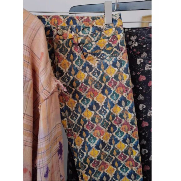 NWT R13 Boy Straight Jeans 24/25/26/27 Gold Orange Ikat - Picture 4 of 11